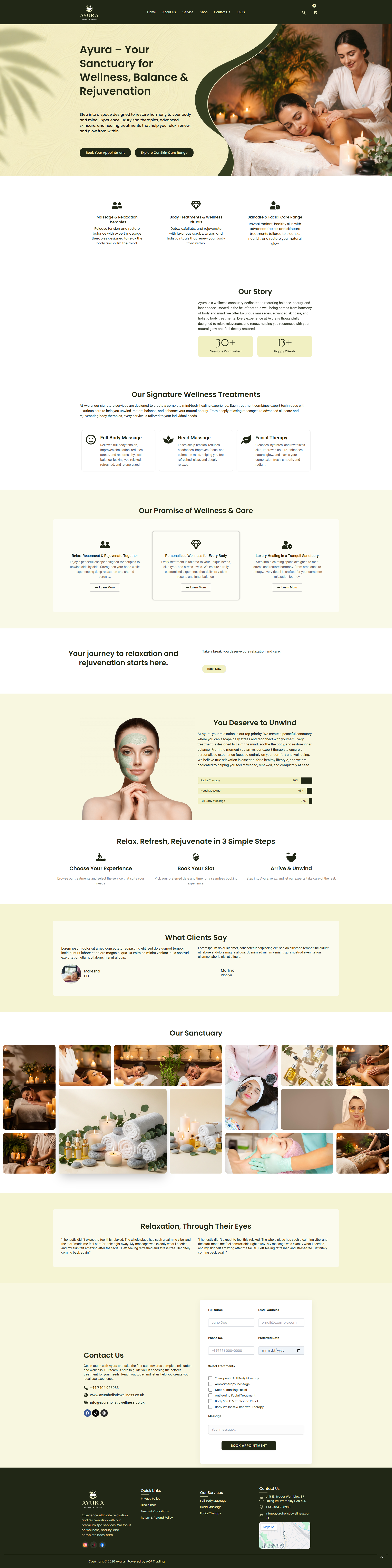 Ayura holistic wellness website